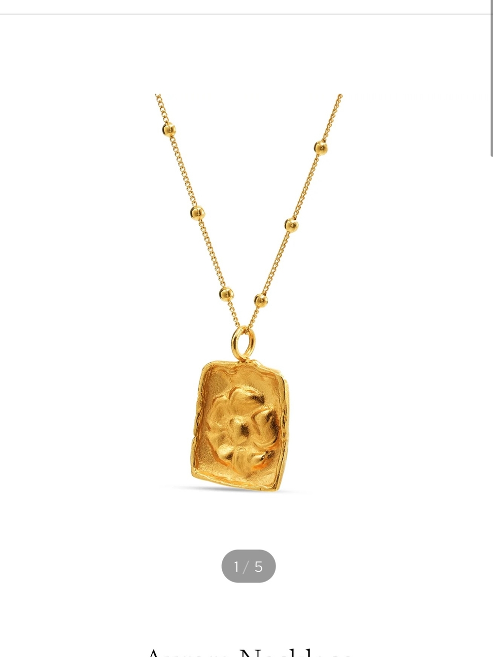 Gold Rectangular Textured Pendant Necklace - Women